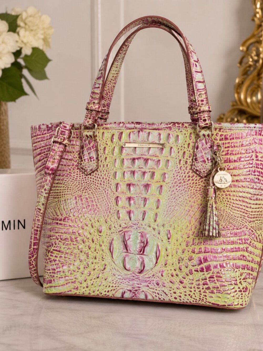 Brahmin Asher Medium Sweetner Melbourne Croc Leather Tote NWT - Picture 2 of 7